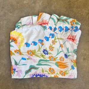 Claudie Pierlot Paris Strapless Cotton Floral Top